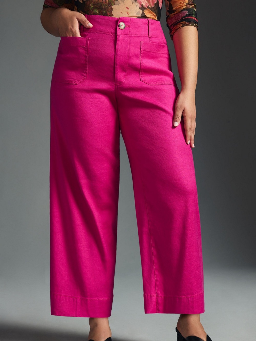 ANTHROPOLOGIE MAEVE The Colette Linen Cropped Pants in Pink size 16 Plus - Picture 13 of 13